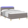 vidaXL Lit &agrave; ressort LED avec matelas Taupe 140 x 190 cm tissu