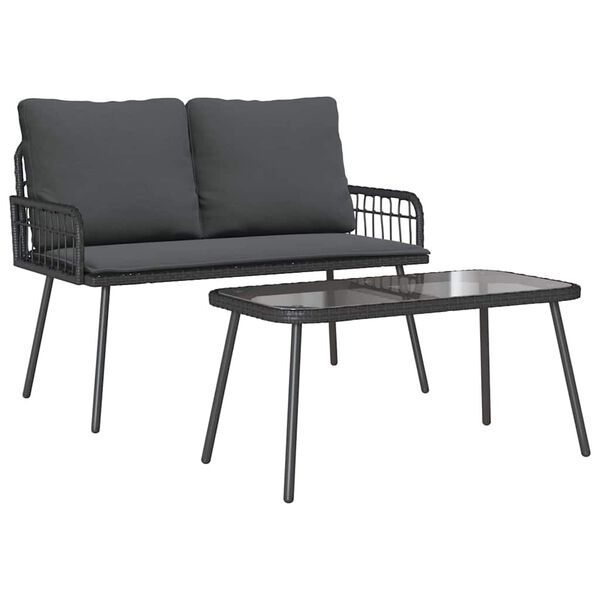 vidaXL Ensemble de salle &agrave; manger pour jardin 2 pcs Noir polyrotin