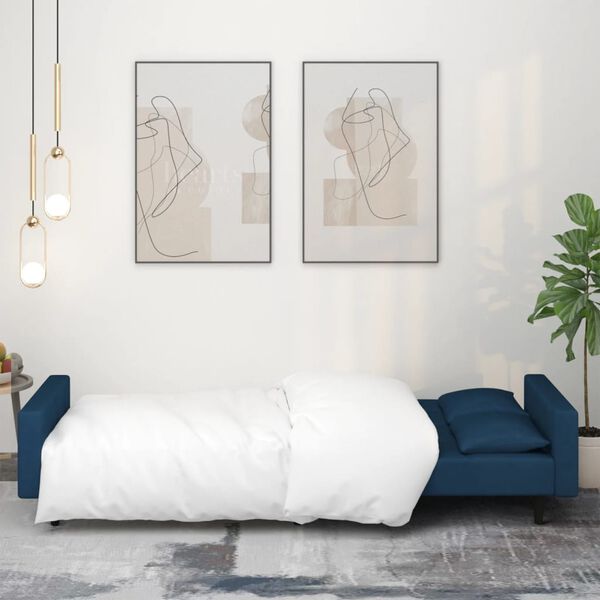 vidaXL Canap&eacute;-lit &agrave; 2 places avec deux oreillers bleu velours