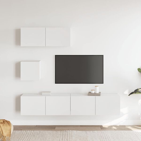 vidaXL Ensemble de meubles TV 4 pcs Blanc Bois d'ingénierie