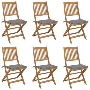 vidaXL Chaises pliantes 6 pi&egrave;ces avec coussins en bois d'acacia massif