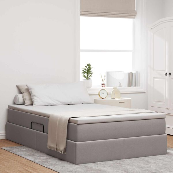 vidaXL Lit avec rangement et matelas Taupe 120 x 190 cm Polyester