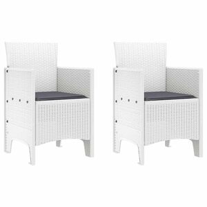 vidaXL Chaise de jardin 2 pc Blanc Polypropyl&egrave;ne