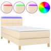 vidaXL Sommier &agrave; lattes de lit avec matelas LED Cr&egrave;me 90x190 cm Tissu