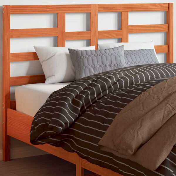vidaXL T&ecirc;te de lit cire marron 135 cm bois massif de pin