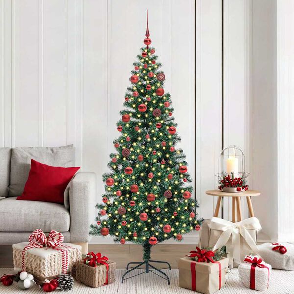 vidaXL Sapin de No&euml;l artificiel pr&eacute;-&eacute;clair&eacute; Vert 180 cm PVC et m&eacute;tal