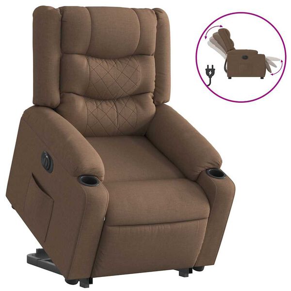 vidaXL Fauteuil inclinable &eacute;lectrique marron tissu