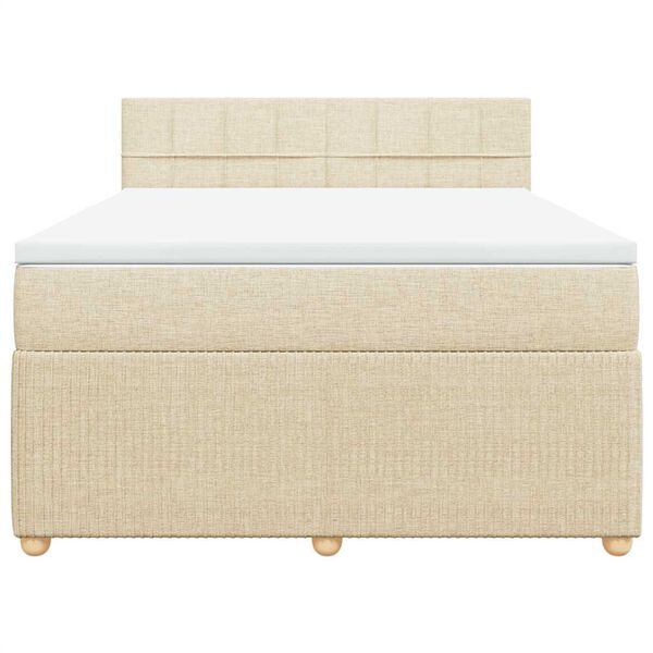 vidaXL Sommier &agrave; lattes de lit avec matelas Cr&egrave;me 140x200 cm Tissu