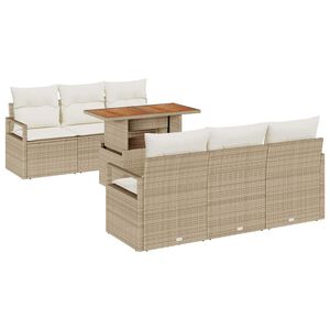 vidaXL Ensemble de canap&eacute; de jardin 7 pc Beige Poly rotin