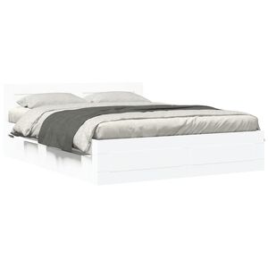 vidaXL Cadre de lit avec t&ecirc;te de lit sans matelas blanc 160x200 cm