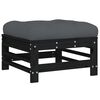 vidaXL Repose-pieds de jardin coussins lot de 2 noir bois pin massif