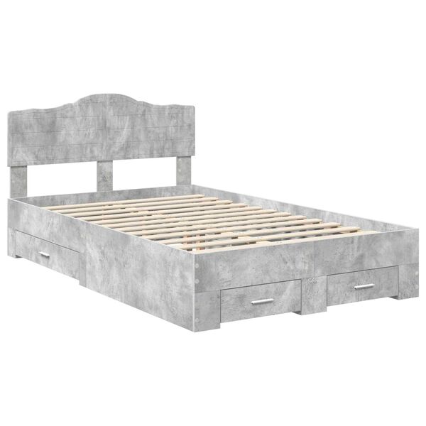 vidaXL Cadre de lit Gris b&eacute;ton 120 x 200 cm Bois d'ing&eacute;nierie