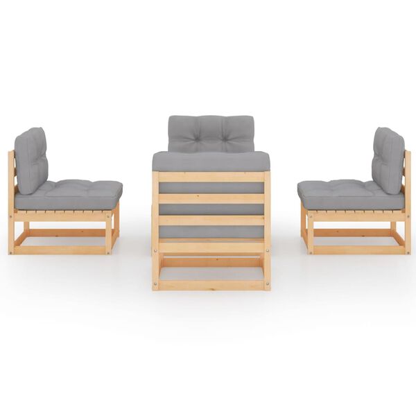 vidaXL Salon de jardin 5 pcs avec coussins Bois de pin massif