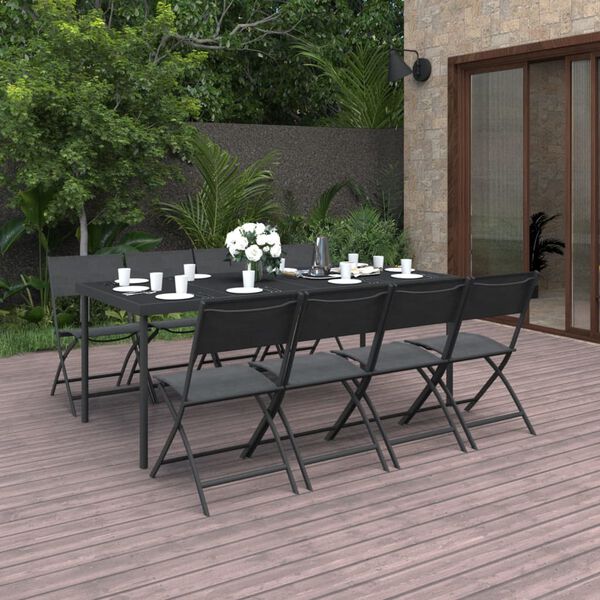 vidaXL Mobilier de salle &agrave; manger d'ext&eacute;rieur 9 pcs Acier
