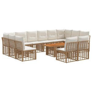 vidaXL Ensemble de canap&eacute; de jardin 13 pc Blanc Naturel et Cr&egrave;me