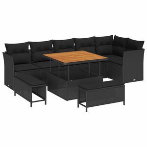 vidaXL Ensemble de canap&eacute; de jardin 9 pc Noir polyrotin