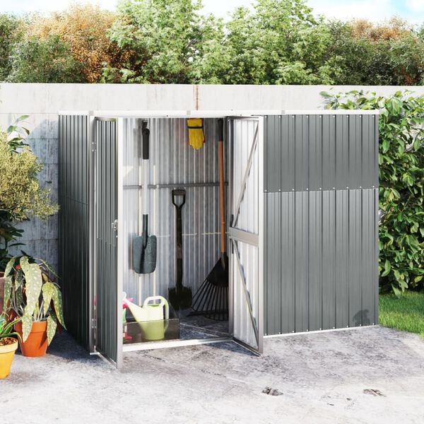 vidaXL Abri &agrave; outils de jardin Gris 225x89x161 cm Acier galvanis&eacute;