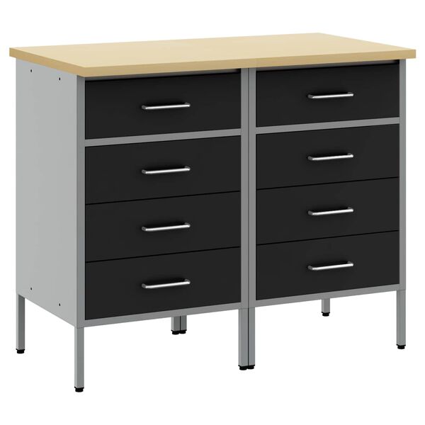 vidaXL Placard de travail 2 pcs Noir et gris 100 x 55 x 85 cm