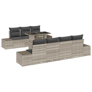 vidaXL Ensemble de Canap&eacute;s avec coussin 8 pcs Gris clair polyrotin
