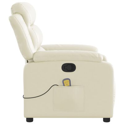 vidaXL Fauteuil inclinable de massage Crème Similicuir