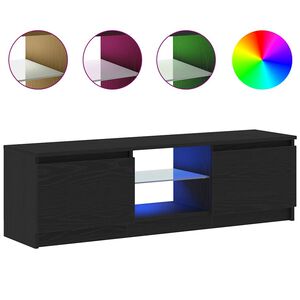 vidaXL Meuble TV avec &eacute;clairage LED en ch&ecirc;ne noir 120x30x36 cm