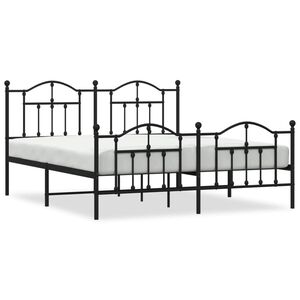 vidaXL Cadre de lit m&eacute;tal sans matelas avec pied de lit noir 160x200cm