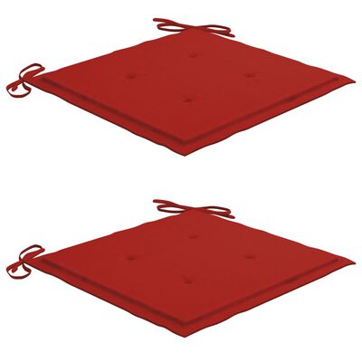 vidaXL Chaises de jardin avec coussins rouge 2 pcs Bois de teck massif