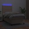 vidaXL Sommier &agrave; lattes de lit avec matelas et LED Cappuccino 90x200cm