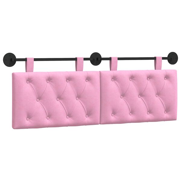 vidaXL T&ecirc;te de lit suspendue Montage mural Rose 130 x 55 x 7 cm tissu