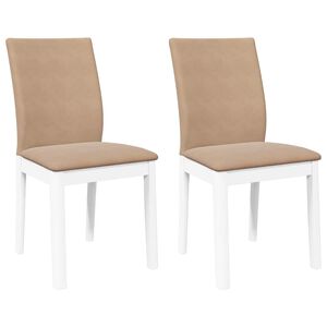 vidaXL Chaises &agrave; manger coussins 2 pcs blanc bois massif caoutchouc
