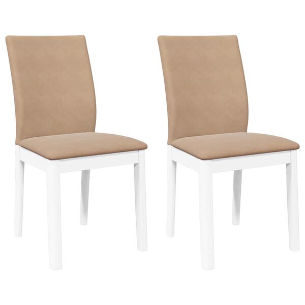 vidaXL Chaises à manger coussins 2 pcs blanc bois massif caoutchouc