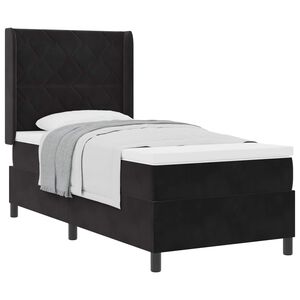 vidaXL Lit &agrave; ressorts avec matelas Noir 90 x 190 cm Velours