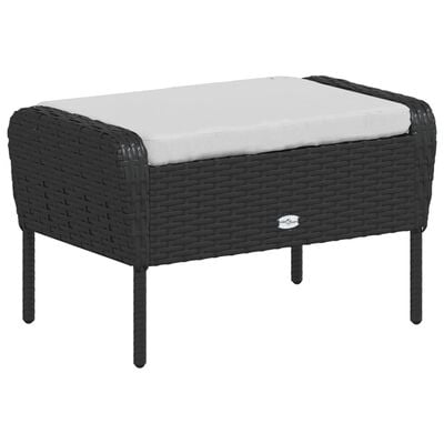 vidaXL Chaise de jardin avec tabouret noir résine tressée