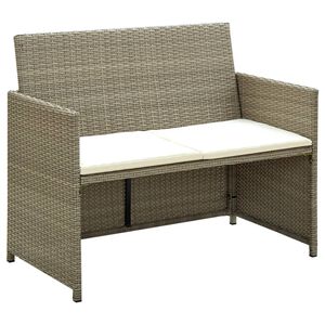 vidaXL Canap&eacute; de jardin &agrave; 2 places avec coussins Beige R&eacute;sine tress&eacute;e