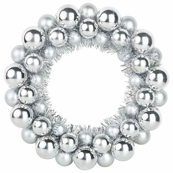 vidaXL Couronnes de Boules de No&euml;l 2 pcs Argent 33 x 33 x 7 cm