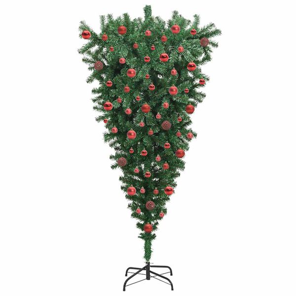 vidaXL Sapin de No&euml;l artificiel pr&eacute;&eacute;clair&eacute; &agrave; l'envers avec ensemble de boules