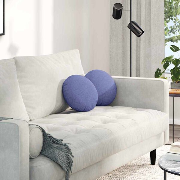 vidaXL Coussins de si&egrave;ge 2 pcs Bleu denim &Oslash;30 x 13 cm tissu