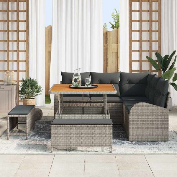 vidaXL Ensemble de canap&eacute; de jardin avec coussin 8 pcs Gris