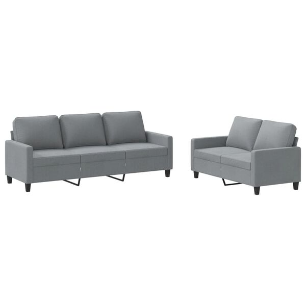 vidaXL Ensemble de canap&eacute;s 2 pcs avec coussins Gris clair Tissu
