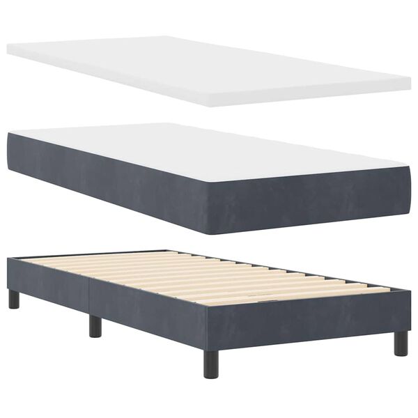 vidaXL Lit &agrave; ressorts avec matelas Gris fonc&eacute; 100 x 200 cm Velours