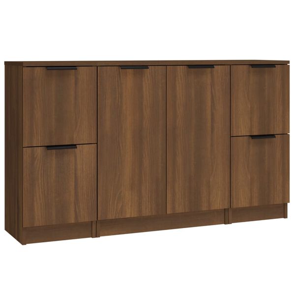 vidaXL Buffets 3 pcs Ch&ecirc;ne marron Bois d'ing&eacute;nierie