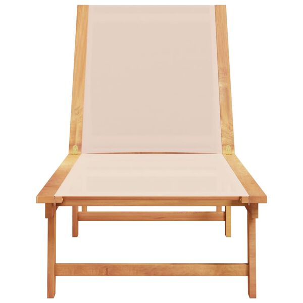 vidaXL Chaise longue cr&egrave;me bois d'acacia solide et textil&egrave;ne