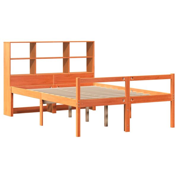 vidaXL Lit biblioth&egrave;que sans matelas cire marron 120x190cm bois massif