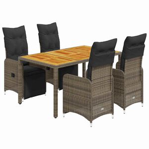 vidaXL Ensemble de bistro de jardin 5 pcs coussins gris poly rotin