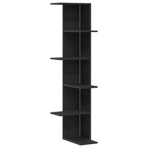 vidaXL &Eacute;tag&egrave;re d'angle murale Ch&ecirc;ne noir 36.5 x 36.5 x 140 cm