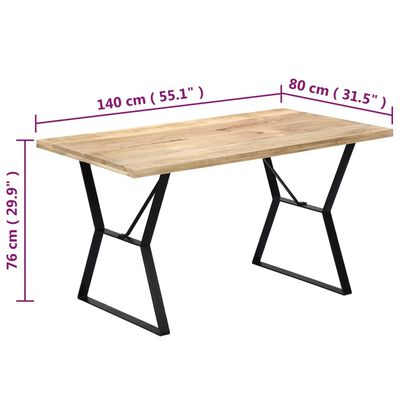 vidaXL Table à manger 140x80x76 cm Bois de manguier massif