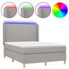 vidaXL Sommier &agrave; lattes de lit matelas LED Gris clair 140x200 cm Tissu