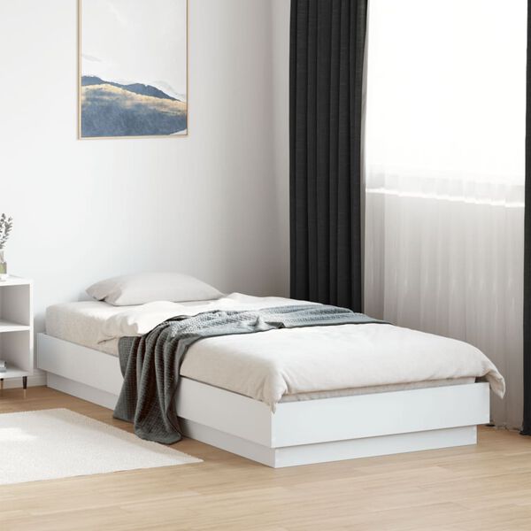 vidaXL Cadre de lit sans matelas avec lumi&egrave;res LED blanc 90x200 cm