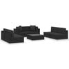 vidaXL Salon de jardin 7 pcs avec coussins Noir R&eacute;sine tress&eacute;e