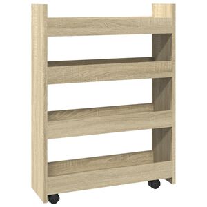 vidaXL Chariot de rangement &eacute;troit 4 niveaux ch&ecirc;ne sonoma